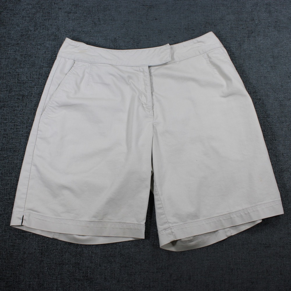 Nike Golf Shorts Womens 8 Beige NikeFIT DRY Flat Front Athletic Casual Stone